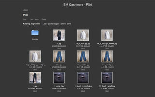 Zrzut: EM cashmere: panel administracyjny – lista zdjęć na serwerze